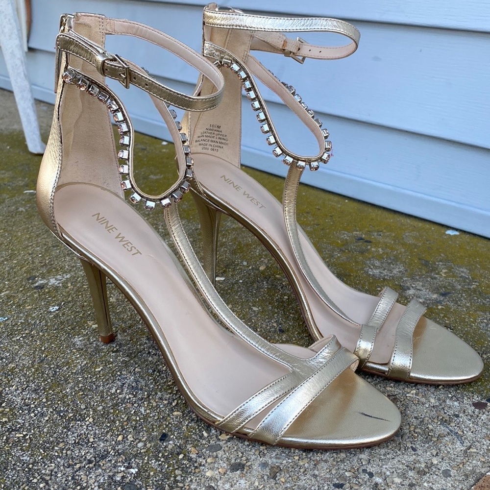 Nine West Gold Strappy Heels
